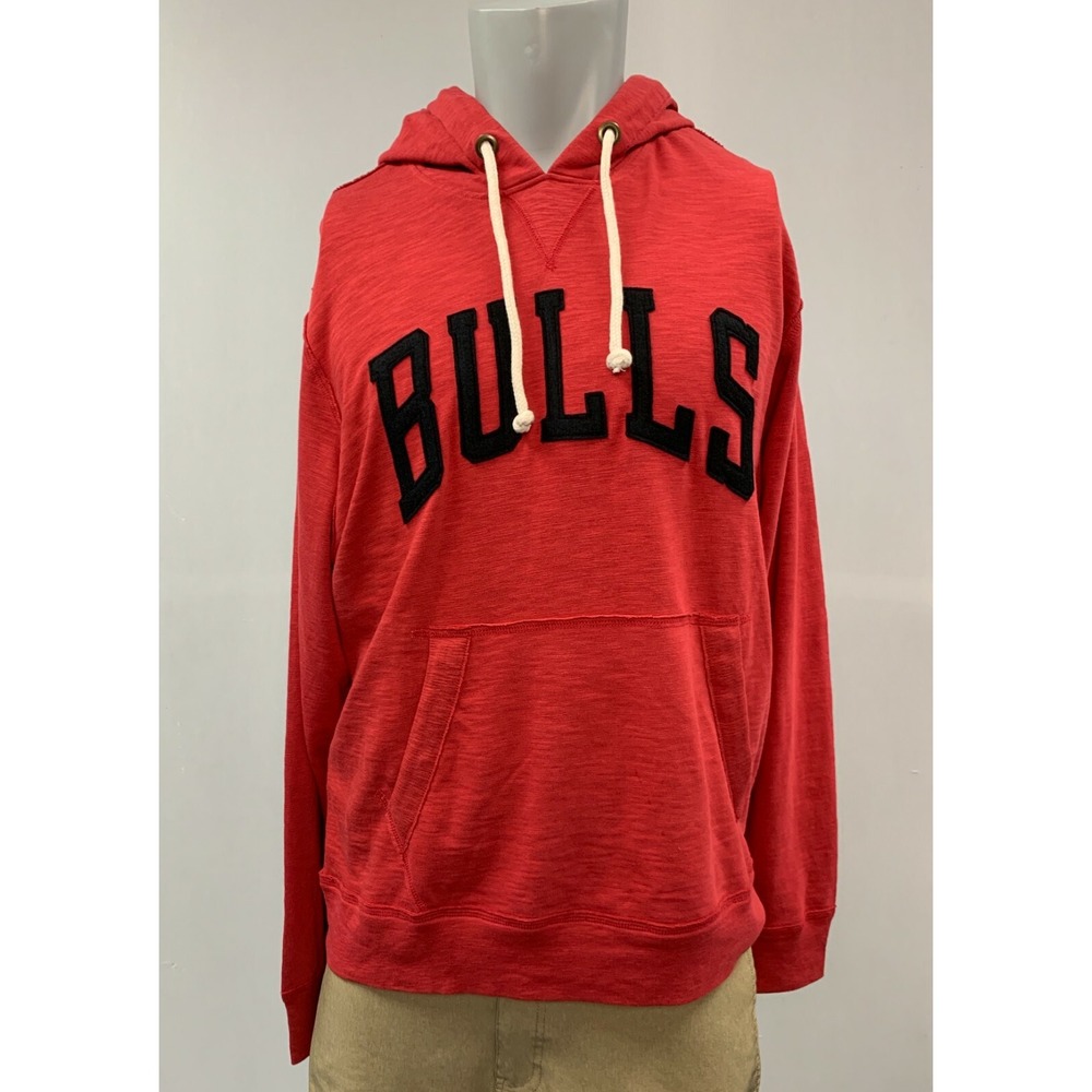 Chicago Bulls Sweatshirt Mens Large Red '47 Brand Lightweight Hoodie Basketball